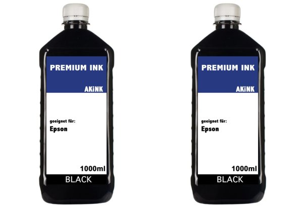 Akink Tinte f&uuml;r Epson Eco Tank Serie schwarz - 2x 1 Liter